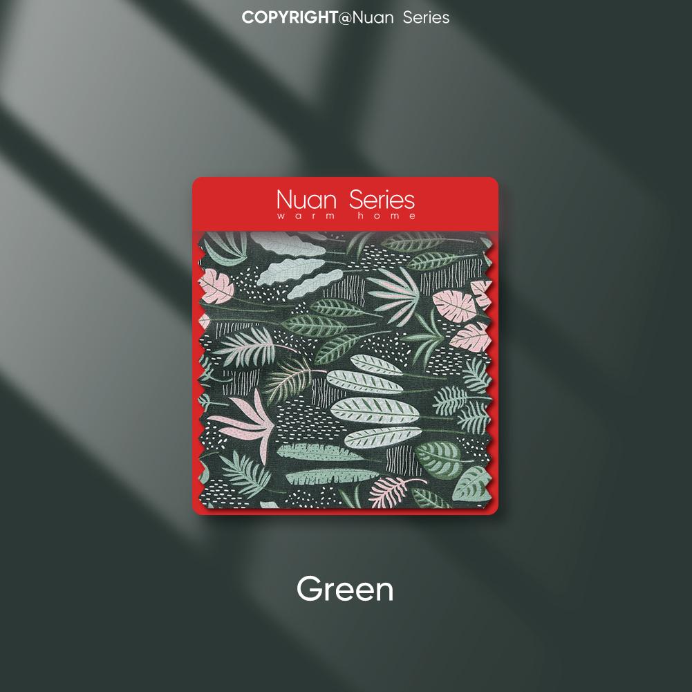 1PC Nuan Series Semi Blackout Curtain with Green Water Grass Pattern and Flowing Edge Curtain for Small Window Kitchen Bedroom Living Room Home Decor