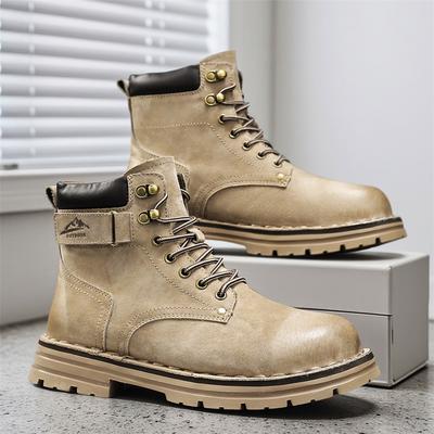 Echtes Leder Herrenstiefel Mode High Top Casual Stiefel Hochwertige Lederstiefel Outdoor Rutschfeste Plateaustiefel Herren Stiefeletten