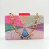 Clutch Chain Shoulder Acrylic Crossbody Vintage Patchwork Fashion Evening Bag Handbag Parties Square Bags Women Jeweled Big Mrs