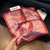 Sen green flower print fresh imitation silk scarf premium versatile square scarf neck protection scarf trendy headscarf scarf women