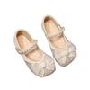 2026 Spring Girls' Princess Pearl Bow Leather Dress Shoes with Rhinestones - Korean Style, Soft Sole
