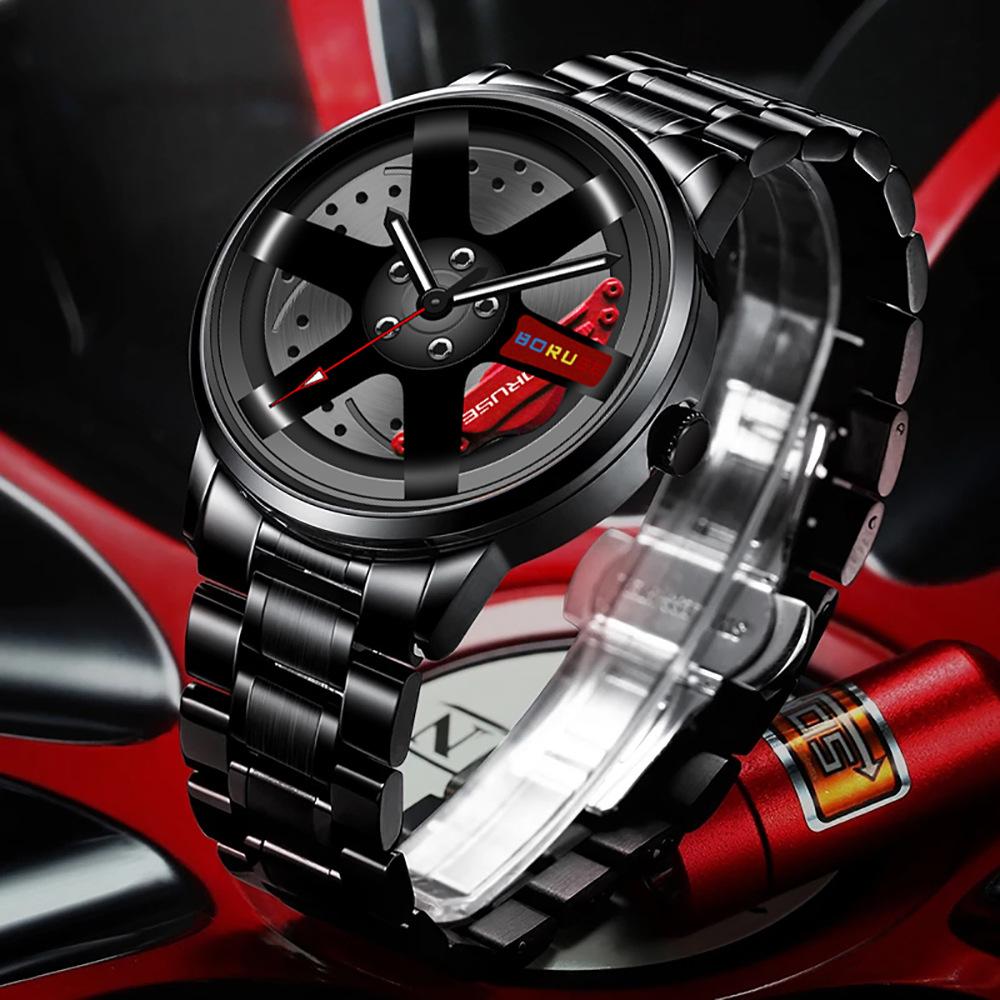 Casual Men's Watch Stainless Steel Watch Fashion Business Men's Watch Sports Watch Personality Watch Quartz Watch Car Hub Watch