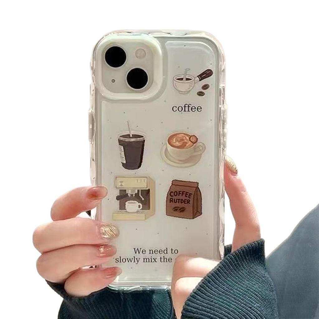 New Model of Mobile Phone Case for Apple Mobile Phone Case with Stand Heat Transfer Simple Cartoon Cute Female Mobile Phone Case
