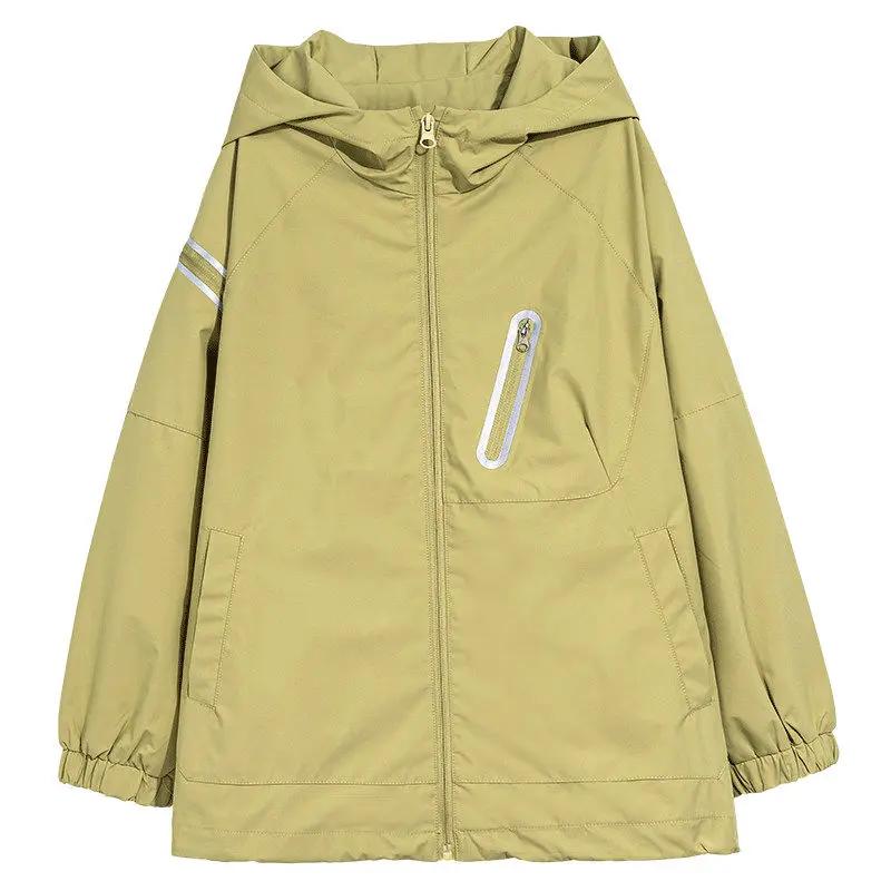 Boys Outerwear Windproof Jacket for Big Children's Outdoor Autumn Hooded Zipper Windproof Jacket for Spring and Autumn
