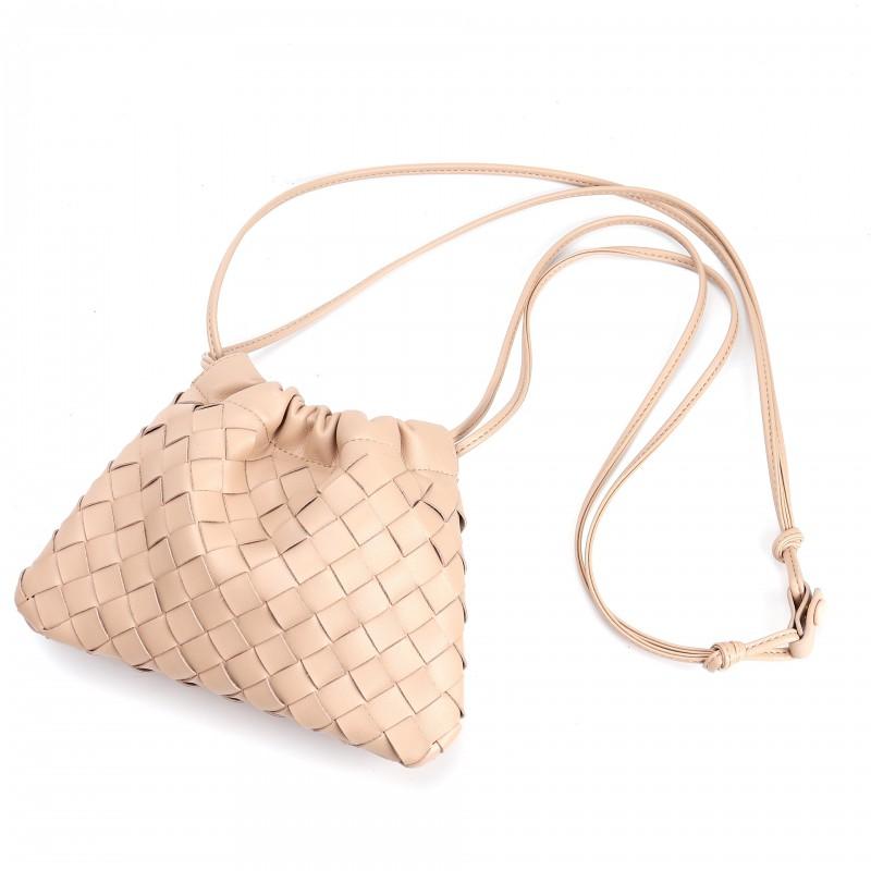 Mini Borsa a Tracolla in Morbida Pelle con Chiusura Magnetica Stile Vintage Intrecciata a Forma di Raviolo Borsa a Mano da Donna per Uso Quotidiano