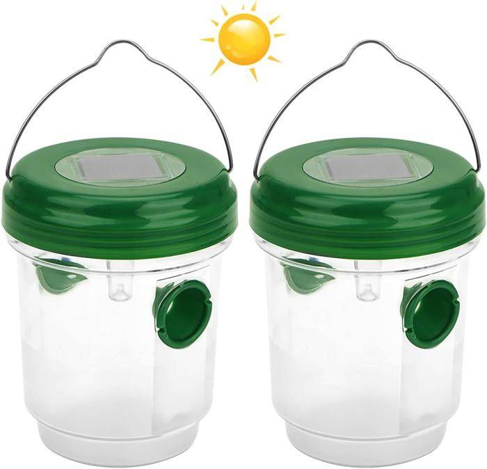 

Lot de 2 pièges à guêpes à énergie solaire avec lumière LED, pièges à insectes, piège à miel pour abeilles et frelons