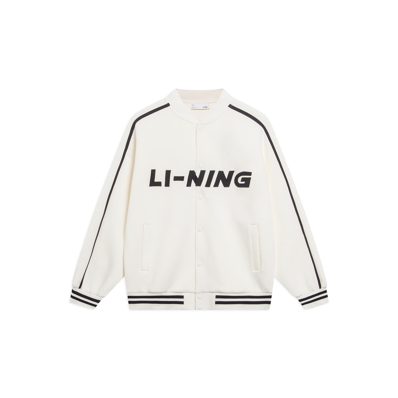 Li-Ning Striped Graphic Baseball Jacket White Black Men s AWDT545-1 XL