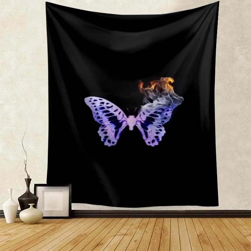 Exquisite Black Butterfly Print Tapestry Women Room  Fabric Decoration Wall Covering