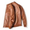 Men's Spring and Autumn New Large Size Stand Collar Single Layer Leather Jacket Men's PU Leather Jacket Casual Jacket Men's Trendy