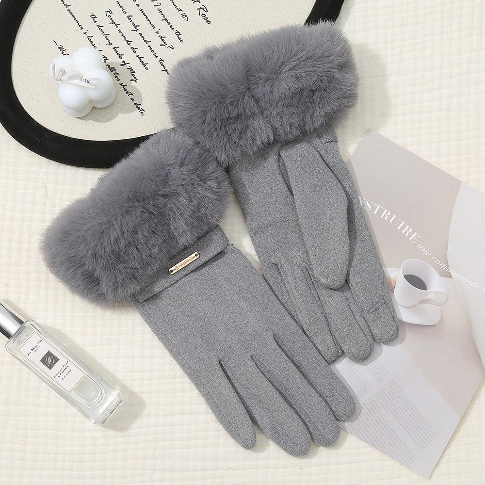 

Женские зимние перчатки из овчины с сенсорным экраном - Толстые, ветрозащитные, холодостойкие, на меховой подкладке для тепла при езде на велосипеде и на открытом воздухе