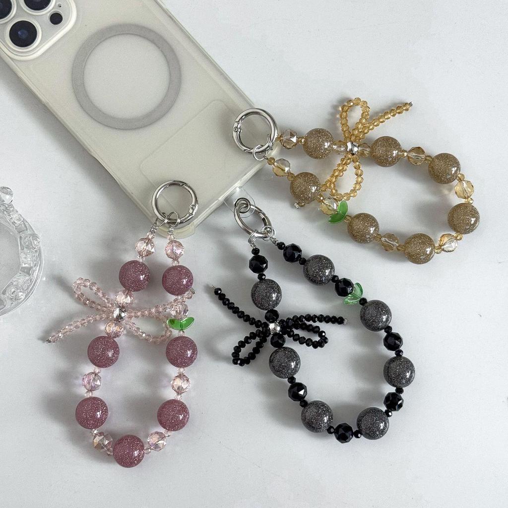 Crystal Beaded Bow Phone Lanyard – Versatile Charm and Keyring Accessory for Women