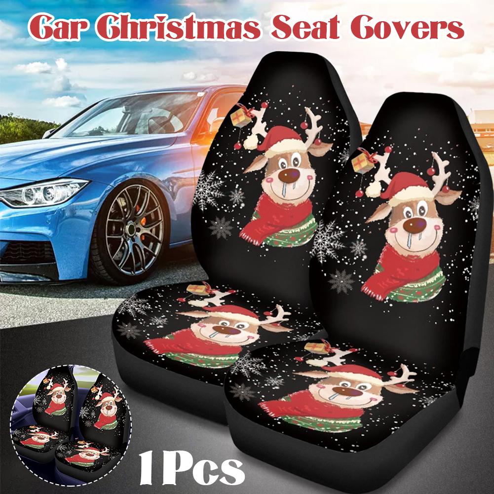 Cartoon Santa Claus Christmas Car Seat Covers Universal Cars Trucks Fit Decor Sedan SUV Holiday 2 Auto Most Cover Front Pcs U8Z0