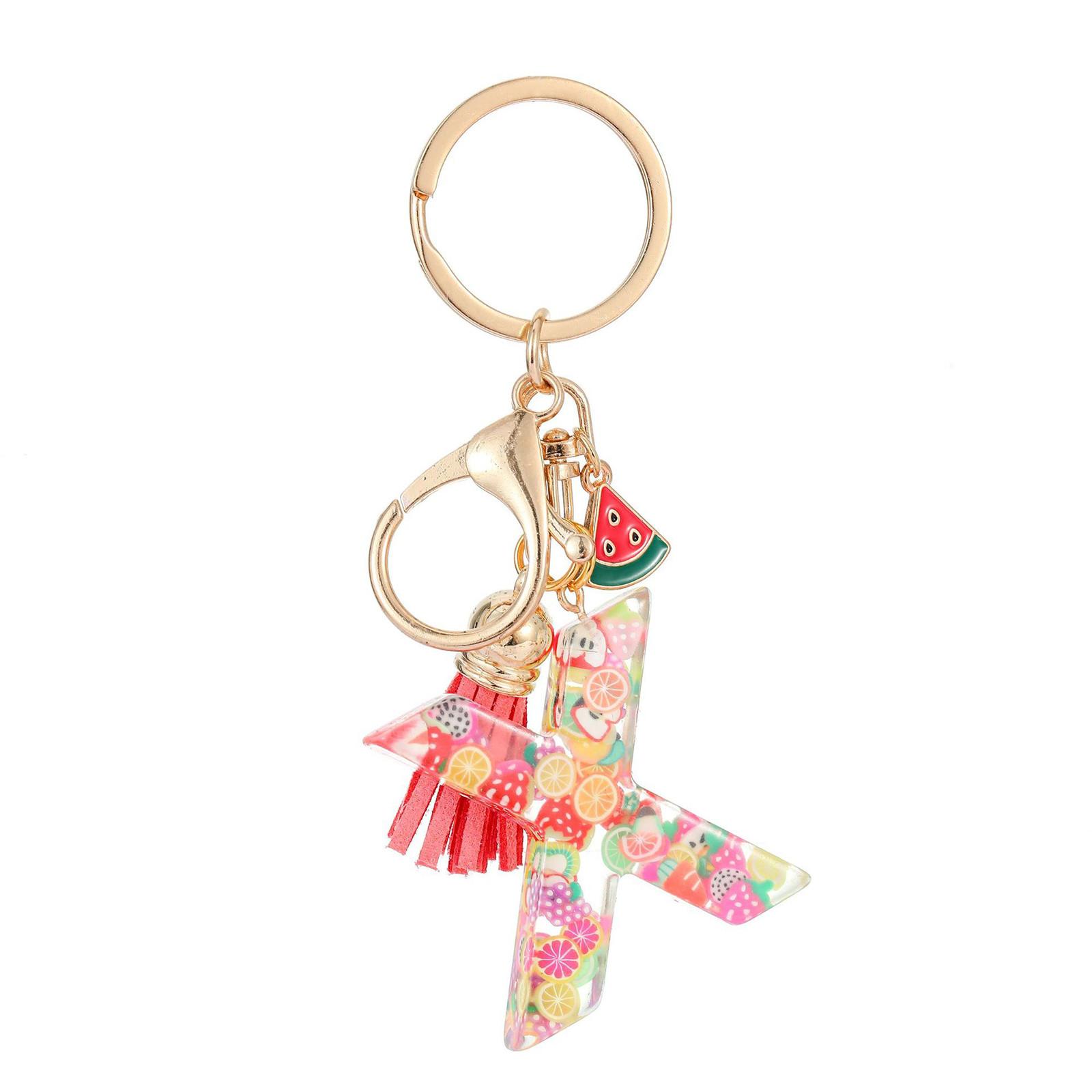 

26 букв модный фруктовый брелок из смолы кулон свежий милый брелок маленькие подарки One Size