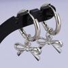 1 Paar Silberfarbene Liebesherz Schleifenknoten Charms Ohrringe Edelstahl Creolen Ohrringe Für Damen Herren Accessoires Sonnenblumen Schmuck