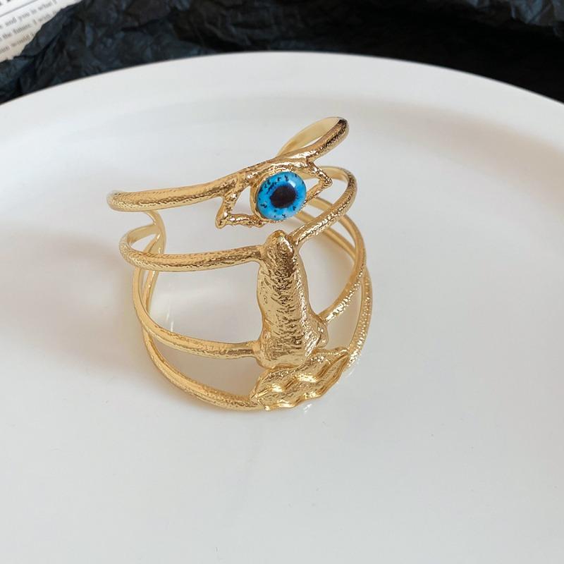 Retro Devil's Eye Multi-layer Hollow Opening Bracelet Light Luxury Metal Bracelet Exaggerated Design Jewelry Women
