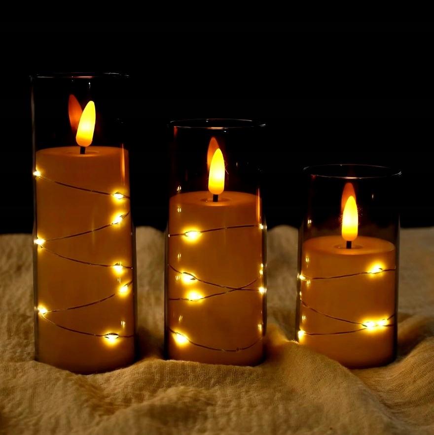 Świeca Led Dekoracyjna Efekt Płomienia Świeczka Wkład Baterie 15Cm 22Led