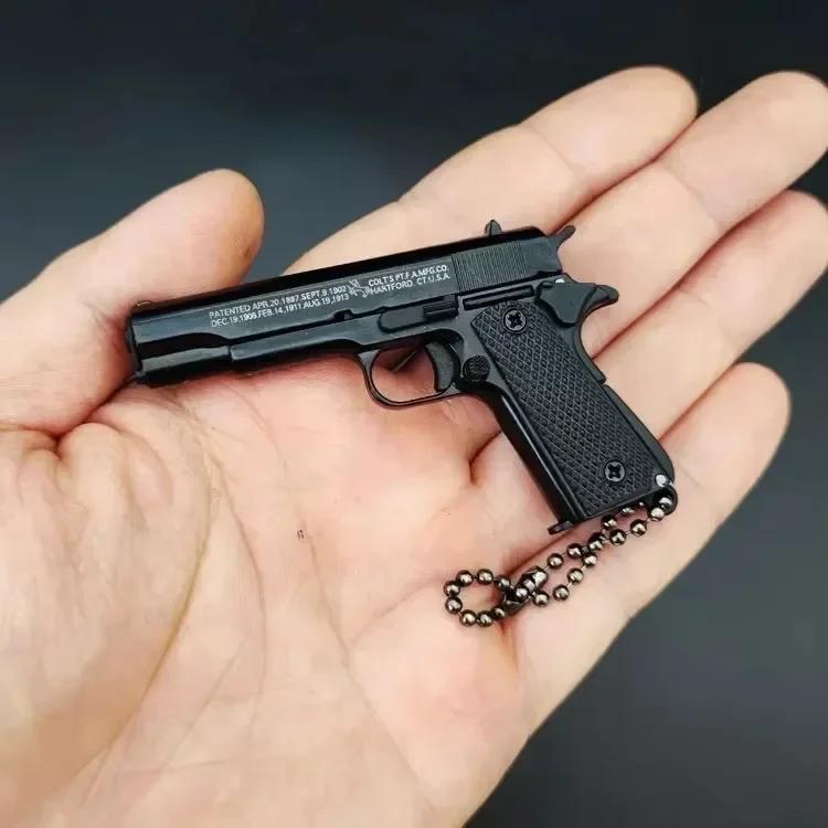 1:3 Alloy 1911 Pistol Model Miniature Detachable Toy Gun Keychain Backpack Pendant Decoration Gift For Boys Adult