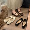 Französisch-Britischer Stil Kleine Lederschuhe Damen Frühling und Herbst Lässig Retro Quadratische Spitze Mary Jane Einzelne Schuhe Damen