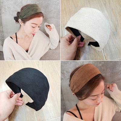 Solid Suede Leather Wide Hair Band Women Headband Fashion Multi-color Large Wash Face Makeup Hair Accessories Hair Towel