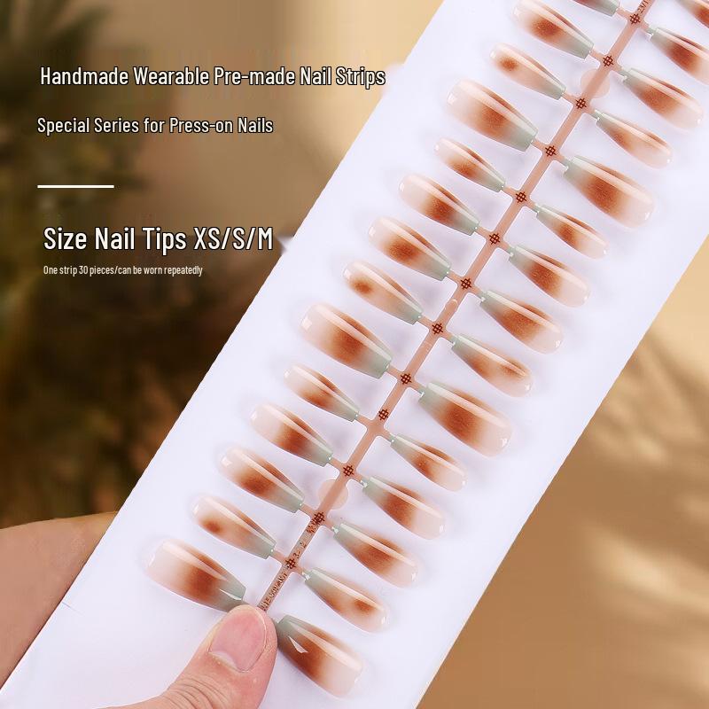 

Handmade Wearable Nail Tips: 30 Pre-made Whitening Manicure Strips in TikTok Hot Style.