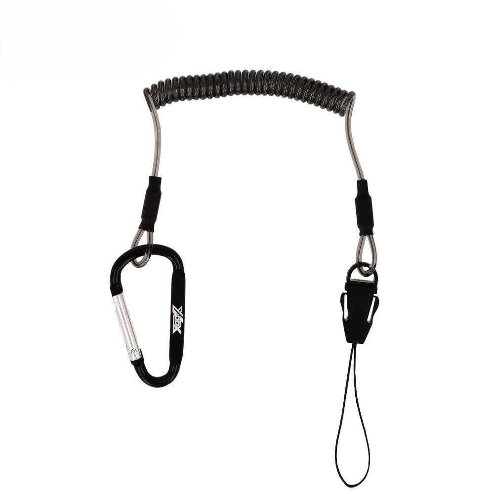 REAL METHOD XOOX Spiral Cord Mini Buckle Quick Release Fishing Lanyard Safety Coiled Rope for Fishing Tools Plier Grips