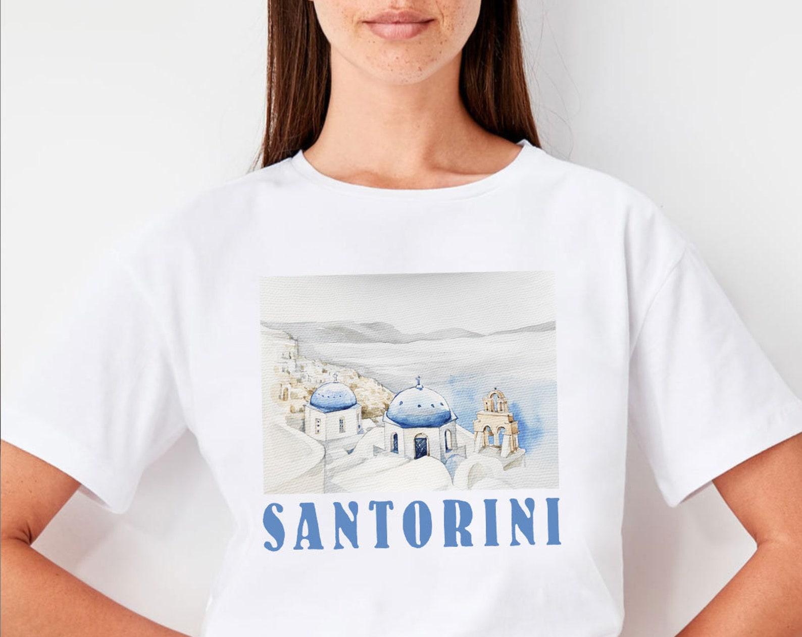 Santorini Greece T Shirt, Greece, Greek Islands, Santorini Honeymoon Shirt, Blue Dome, Souvenir, Gift For Her, Travel Shirt, Graphic Tee 3XL