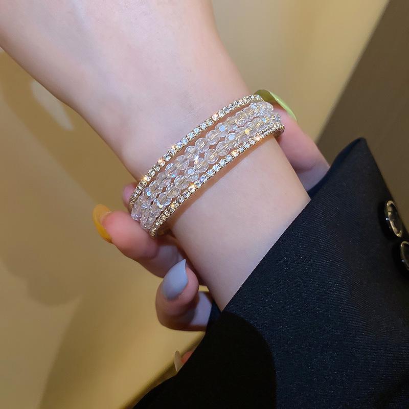 Emerald Diamond Open Bracelet, Niche Design, Korean Style Fashion Jewelry