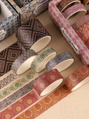 12 Ρολά/Κουτί Σετ Vintage Washi Tape Ταινία Κάλυψης Σχολικά Είδη Scrapbooking Διακοσμητικό Ημερολογίου Washi Tape