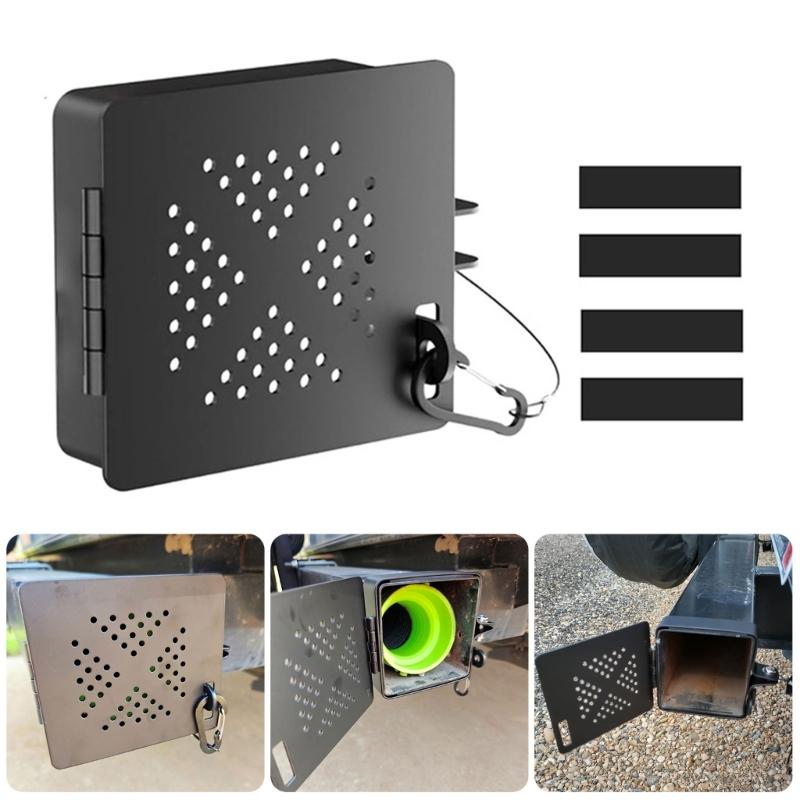 4Inch Square Bumper End Caps Metal Bumper Cover Sewer Port Cover With Vent Holes for Sewer Hose Easy Installation