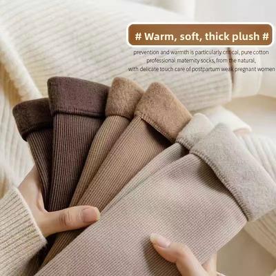 Femme Automne et Hiver Ajouter Velours et Épais Chaud Dormir Sol Maison Mois Fils Chaussettes Montantes