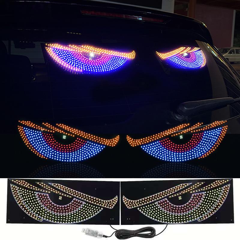 RGB Dynamic Demon Eye Decorative Light Truck Devil's Eye Light Led Display Decor Pixel Panel Windshield USB 5V Multi-Mode Lamp