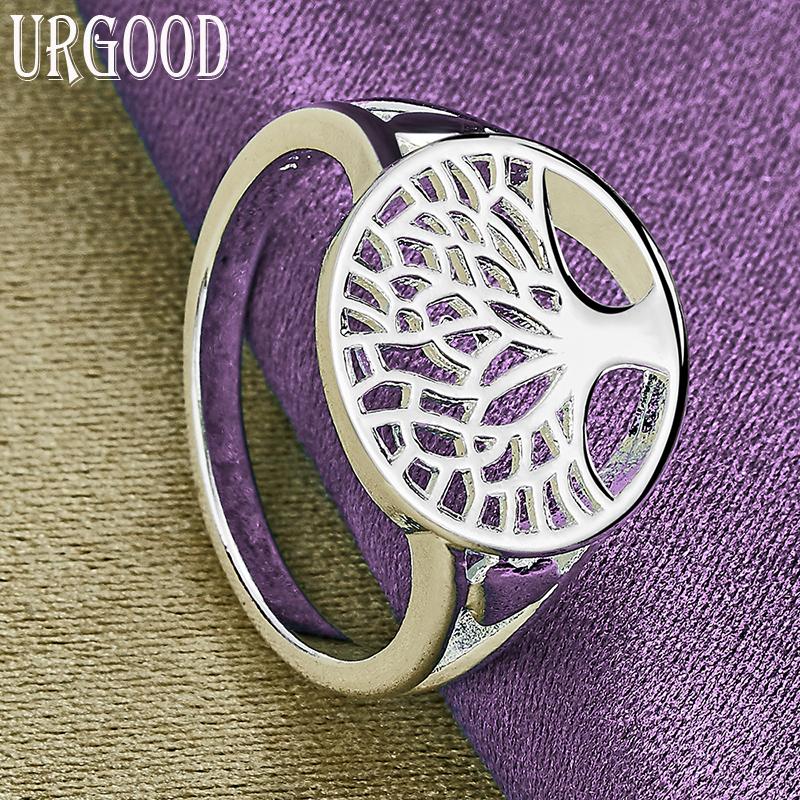 925 Sterling Silver Round Tree of Life Ring Fashion Jewelry