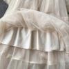 Spring Super Mesh Skirt Women's Medium Length Pleated Cake Skirt Elastic High Waist A-Shaped Large Swing Skirt Umbrella Skirt