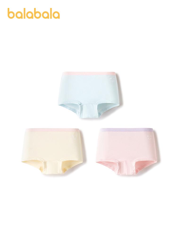 Balabala Girls' Cotton Boxer Shorts - 3-Pack, No-Wedgie, Skin-Friendly, Small to Large Sizes