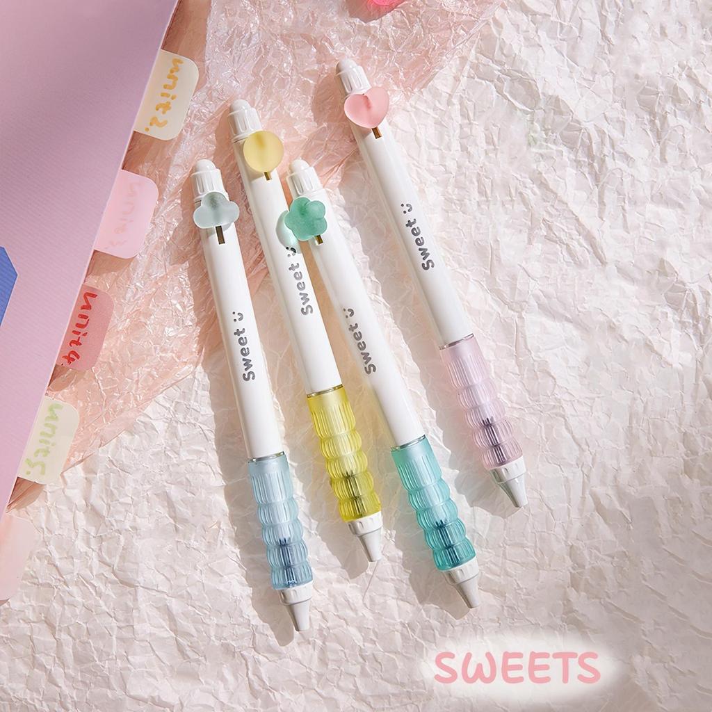 4-teiliges Candy-Gelstift-Set, süße Regenbogen-Milchschokolade, 0,5 mm Kugelschreiber, schnelltrocknende schwarze Tinte zum Schreiben