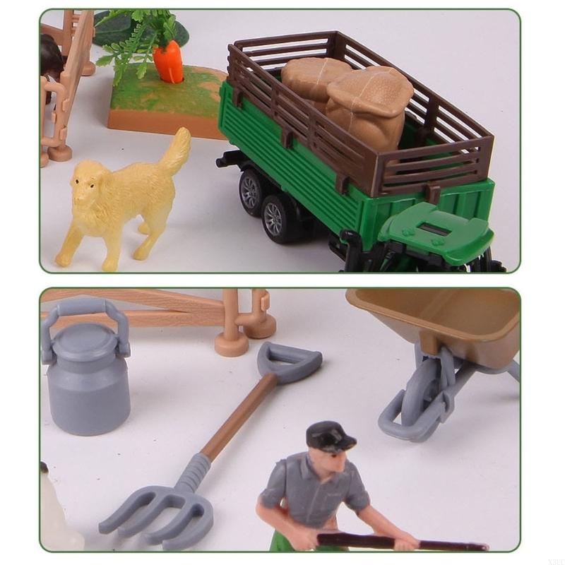 

49pc Miniature Farm Plastic Figures Animals Tools Plant for Dollhouses Decors X3UC CN