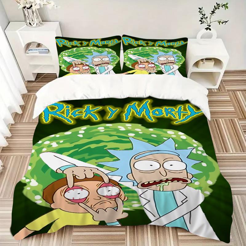 Rick Morty Adventure Print 3Pcs Bedding Setduvet Cover With 2 Bedropillowcase Home Birthday Gift