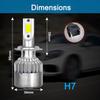 H7 300w Pair 36000lm Cob Led Headlight Bulbs Kit Highlow Beams 6000k White Lamp