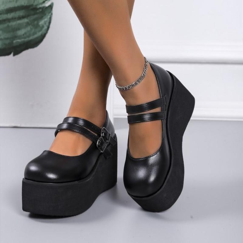 Brand New Female Lolita Cute Mary Janes Pumps Platform Wedges High Heels women's Pumps Sweet Gothic Punk Shoes Woman