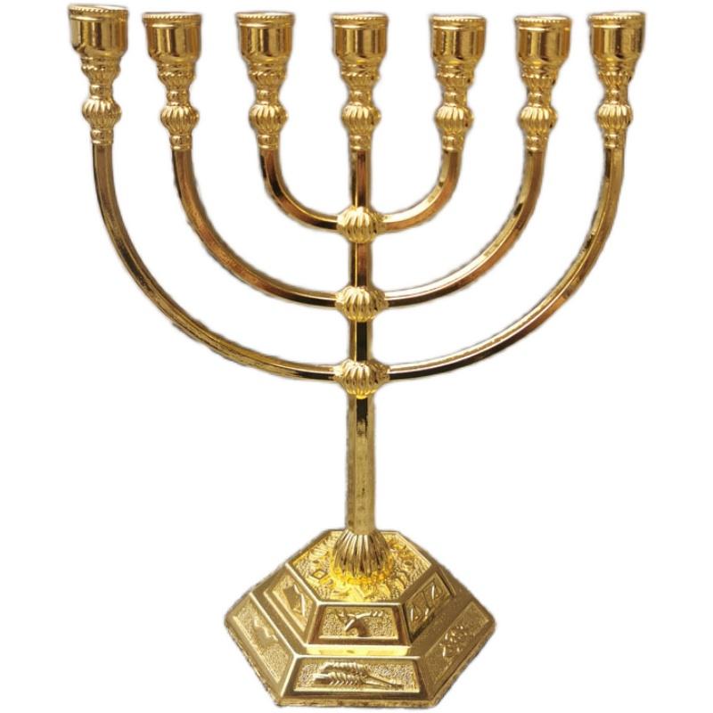 

Церковний свічник Золотий світильник Храмовий світильник Домашній декор Метал Юдаїзм Свічник Свічники Свічник золотий