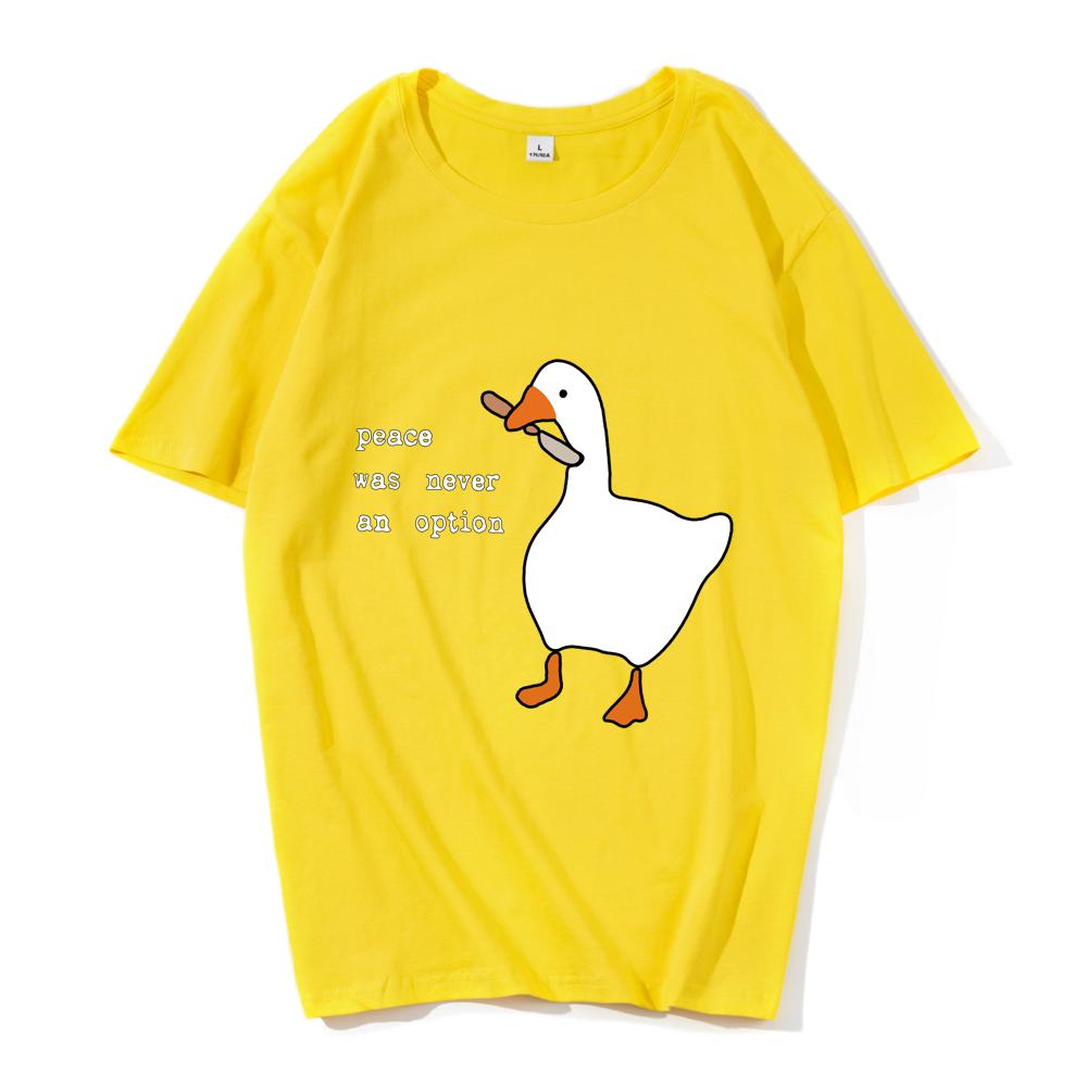 

Cotton High Quality EU Size T Shirt Peace Was Never An Option Goose Printing Mens Casual Tshirt Unisex Streetwear Male 2XL
