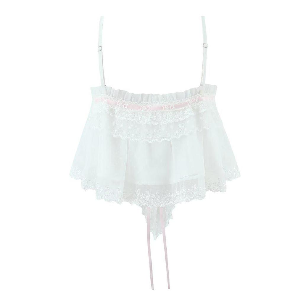 Women's Polka Dot Mesh Camisole with Bow Tie - Summer 2025 European & American Fashion