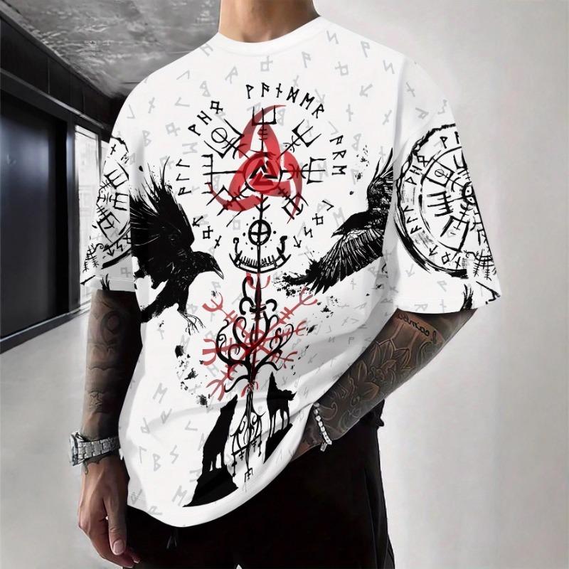Men's Digital Printed Letter European and American Casual Fashion New T-shirt
