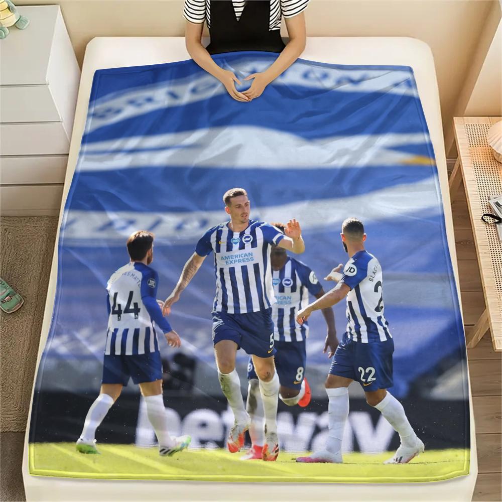Brighton Team Logo,pattern Flannel Blanket, High Quality Comfortable for All Seasons, Home Decor, Warmth and Comfort, Perfect for Gifts.