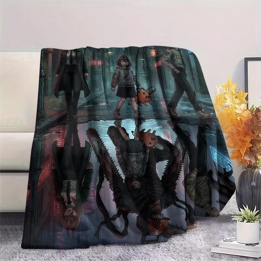 Chainsaw Man posterPrint Flannel Blanket, High quality Comfortable for All Seasons, Home Decor, Warmth and Comfort