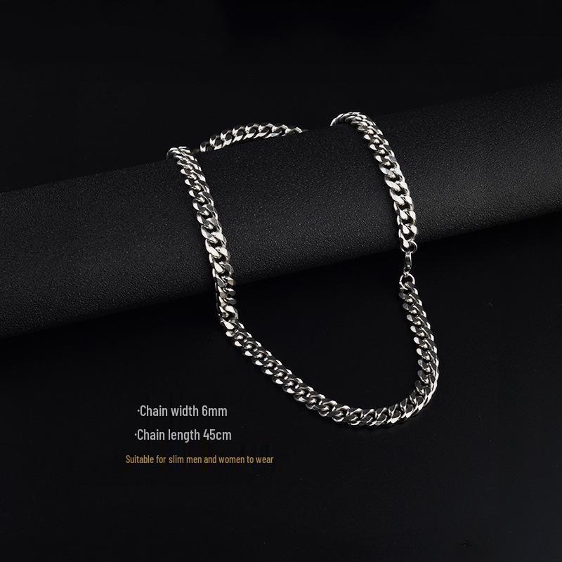 Trendy Unisex Cuban Six-Sided Polished Necklace: Versatile High-Quality Titanium Steel Chain
