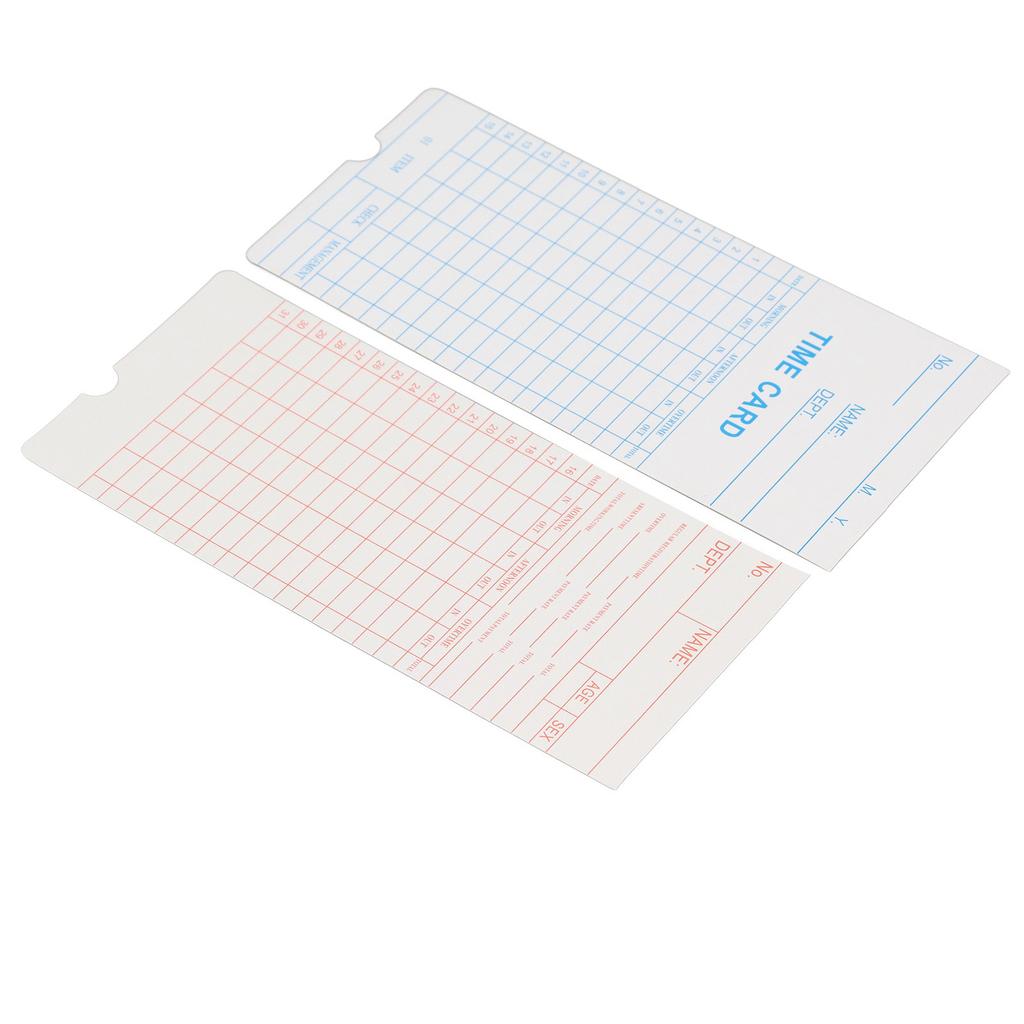 100 Pcs Time Card 7.09x3.27in Dual Sided Microcomputer Attendance Machine Card Employee Time Sheet for Company