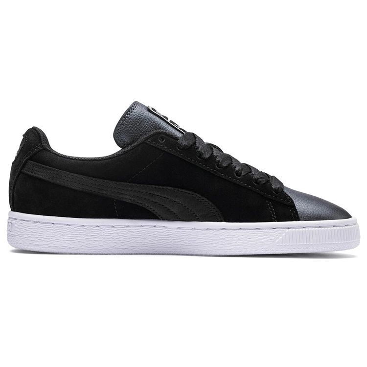 Puma Suede Shimmer Mesh Lightweight Low-Top Sneakers Women Sneakers Black Gray 369597-02