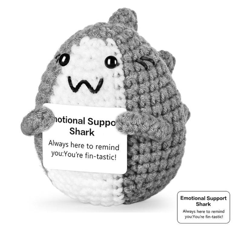 Handmade Cute Positive Vibes Shark Toy for Car Mirror Hanging Ornament Promotes Joy and Relaxation Driving Experience