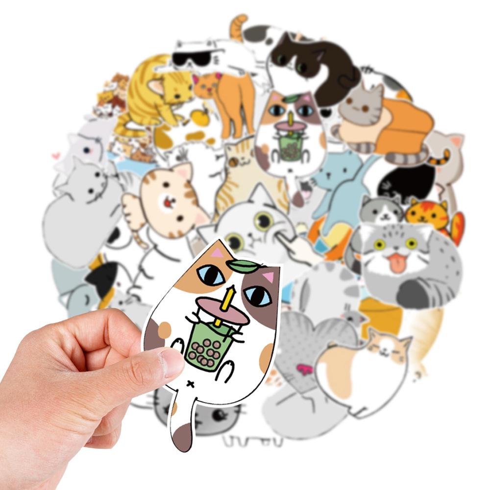 50 Pictures Can Love Cartoon Kitten Stickers Suitcase Car Water Cup Mobile Phone Stickers Waterproof